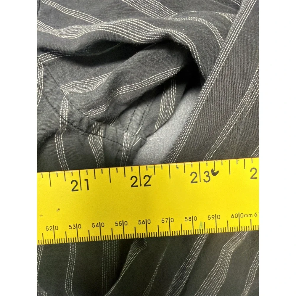 Alfani brand shirt features a grey and white striped pattern and long sleeves L